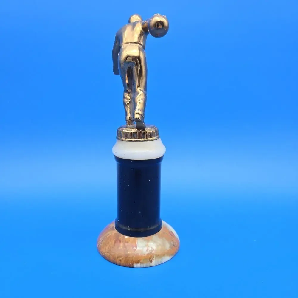 Vintage 1952 Marble Bakelite Brass Bowling Trophy 9 Inches Beautiful